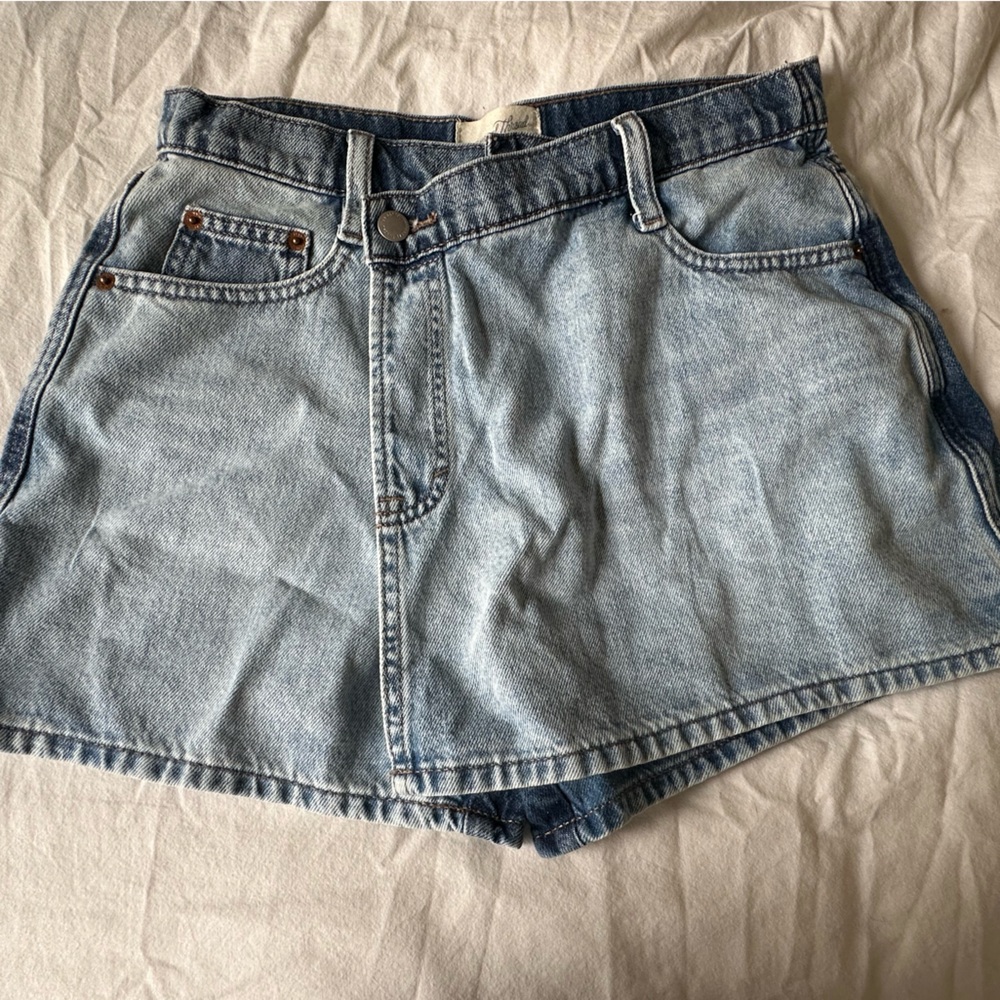 Color block Denim Skort